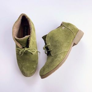 Green Suede Ankle Boot Womens 7 Olive Chukka Leather Casual Shoe